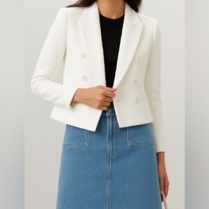 Club Monaco Textured Tweed Blazer Off-white Size 4